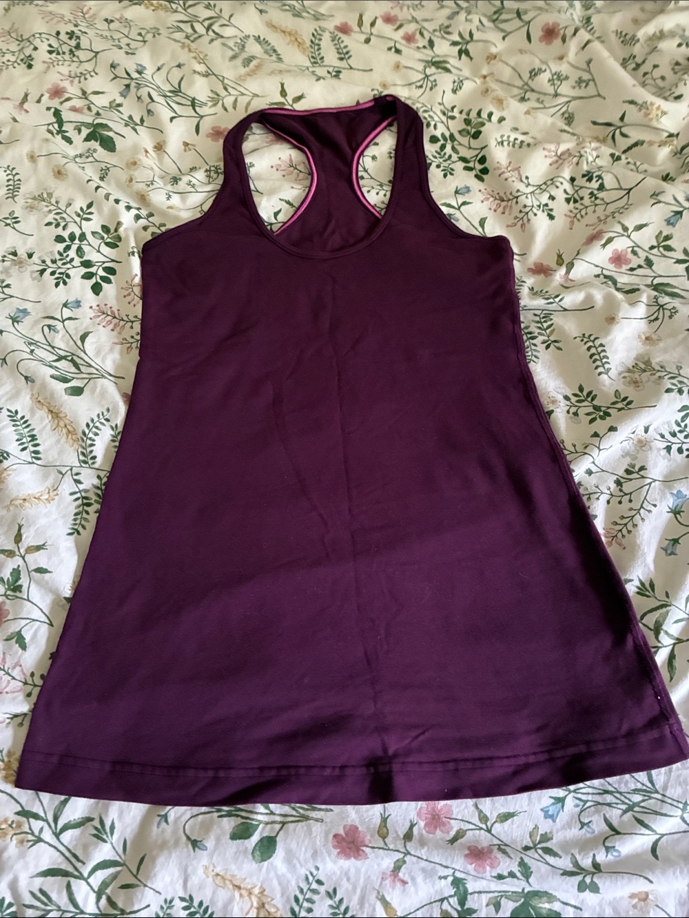 lululemon athletica Deep Plum Racerback Tank with Pink Trim